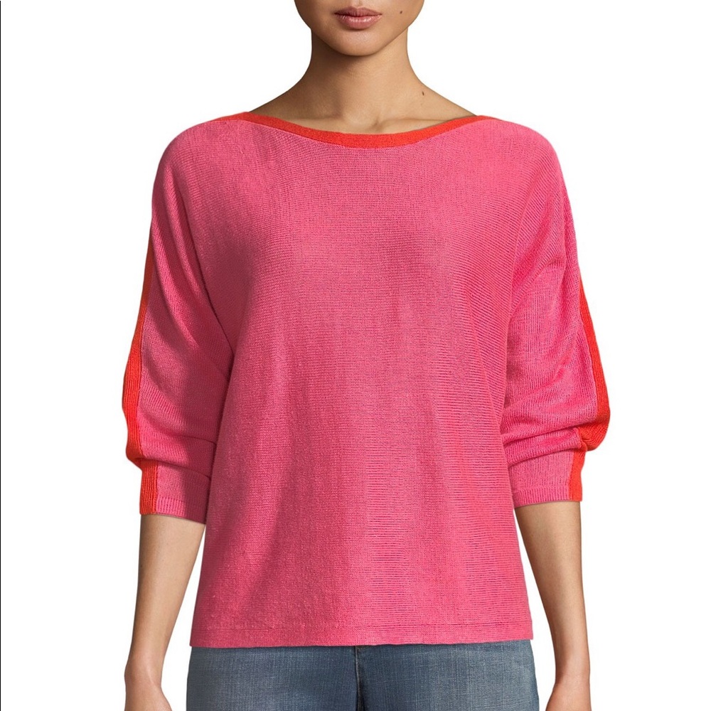 NWT Eileen Fisher Organic Linen Colorblock Box Top